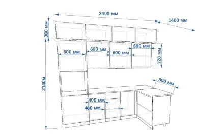 Кухня «Тальк Дуб сонома арт. 3 - 2400х1400 »